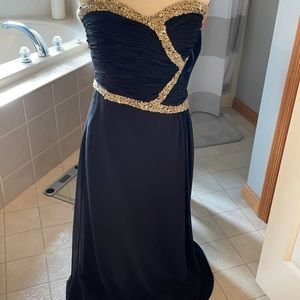 Strapless Black dress with gold beads